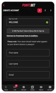 pointsbet-registration